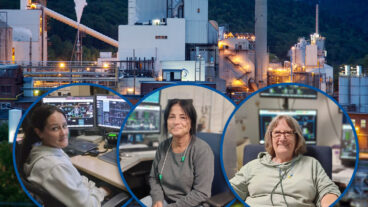 (Image, left to right: Jami Pearson, Patty Pritt and MaryAnn Asti with Johnsonburg Mill in the background. Text at bottom of image includes headline Domtar's Pioneering Women Share Their Stories with link to Newsroom dot Domtar dot com. Domtar logo is included.) As we celebrate Women’s History Month, we’re proud to feature three of the pioneering women who have shaped our business.