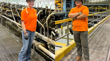 The Ashdown Mill draft opened the door for Aly Mills, left, and Matthew Thomas to become Domtar interns.