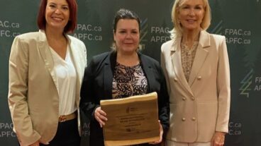 Lana Wilhelm (center), director of Indigenous Relations for Paper Excellence Canada, received the FPAC Women in Forestry Award of Excellence.