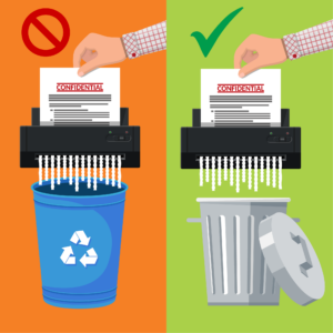 Shredded paper is not recyclable. Don't include it in your curbside recycling bin.