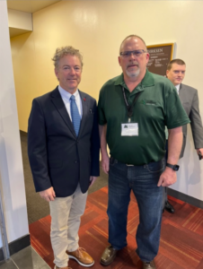 One of Domtar's pulp and paper workers meets with Rand Paul